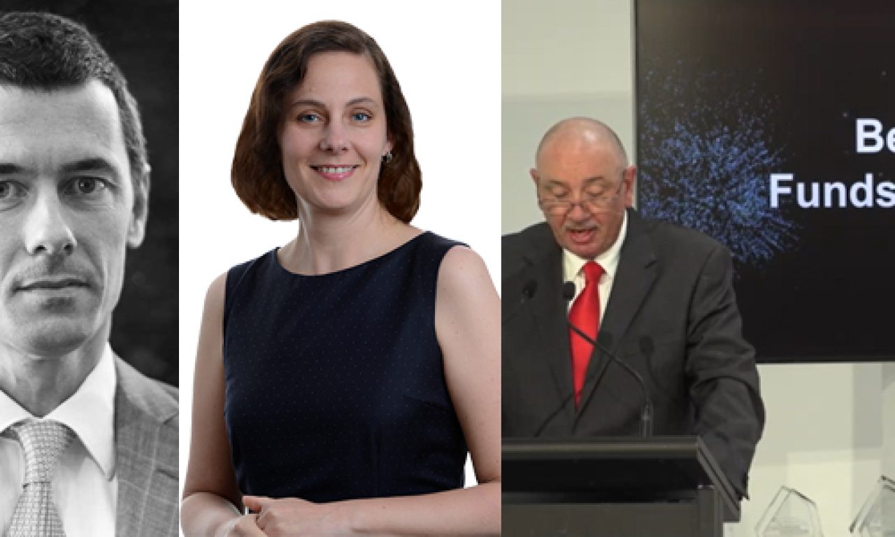 Tom King, Bianca Ogden and Mike Taylor announces this year's Fund Manager of the Year